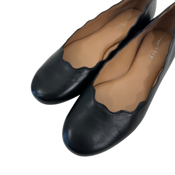 Copper Key Womens Black Leather Scalloped Ballet Flats Size 7.5 - Picture 7 of 11